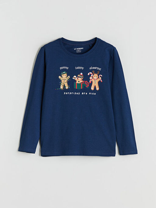 Bisiklet Yaka Y?lba?? Temal? Erkek ?ocuk Pijama Tak?m?