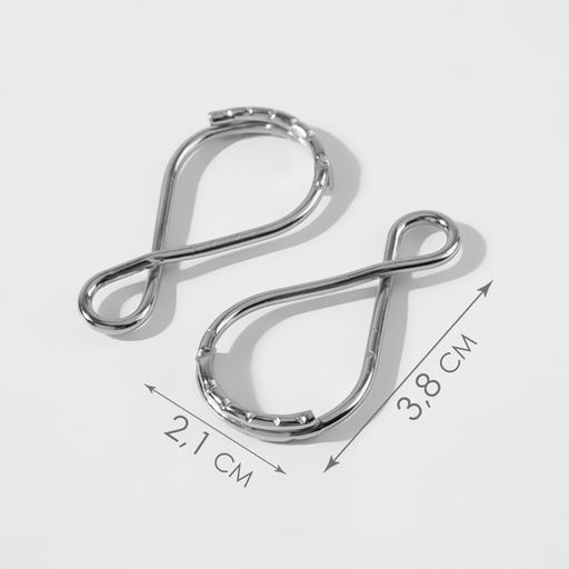 Цена за 10 шт. Кольцо для брелока «Восьмёрка», 38×21 мм, 2 шт., цвет серебряный