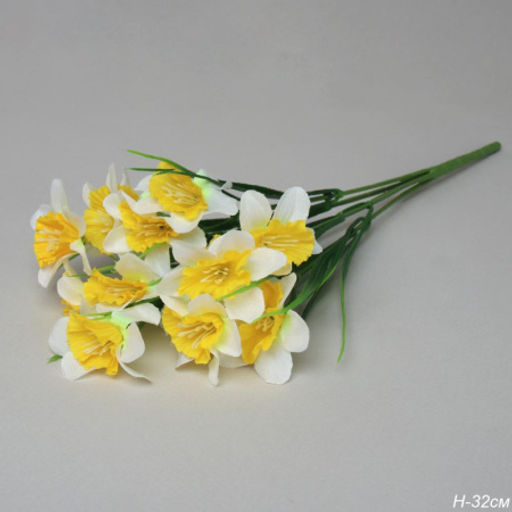 Цветок искусственный Нарцисс букет 32 см / XY18015-5 /уп 2/800/
