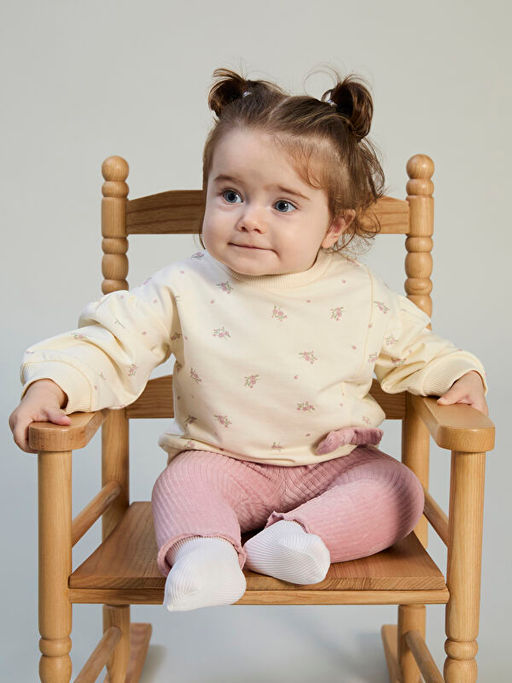 ?i?ekli K?z Bebek Sweatshirt ve Tayt