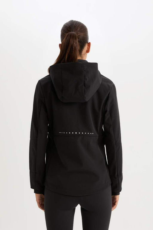 DefactoFit Водоотталкивающее ветрозащитное пальто Slim Fit с капюшоном и карманом на молнии с флисовой подкладкой из софтшелла  фото 7