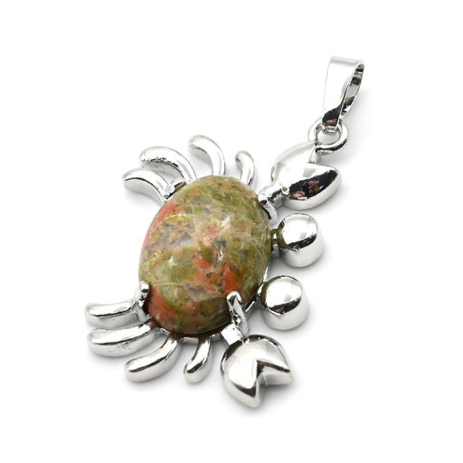 Подвеска с унакитом "Краб" 22*34мм в металле