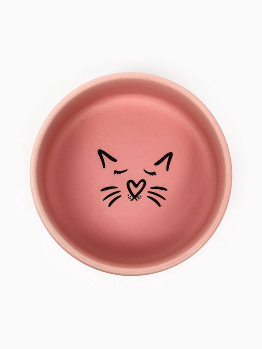Миска керамическая Кошачья мордочка матовая 180 мл - 10.5 10.54 см, розовая - Пижон фото 3