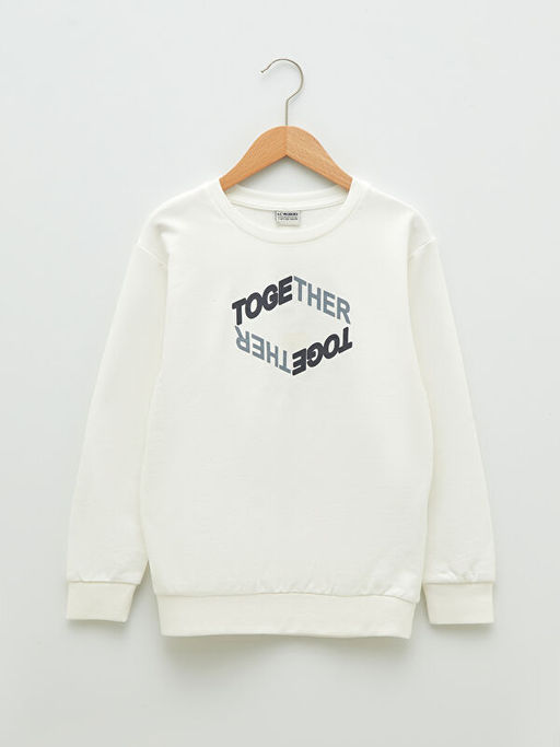 Bisiklet Yaka Bask?l? Uzun Kollu Erkek ?ocuk Sweatshirt - Waikiki фото 3