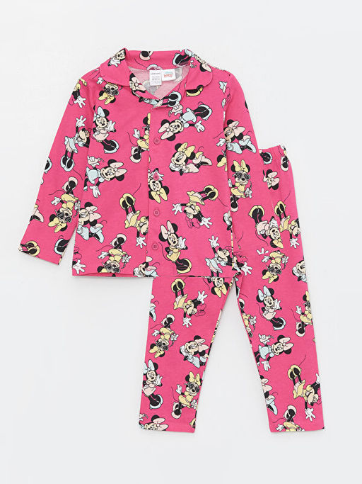Polo Yaka Uzun Kollu Minnie Mouse Bask?l? K?z Bebek Pijama Tak?m? - Waikiki фото 3