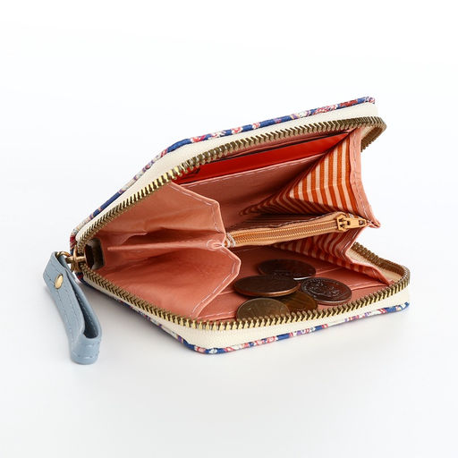 Кошелёк женский на молнии с ремешком, голубой