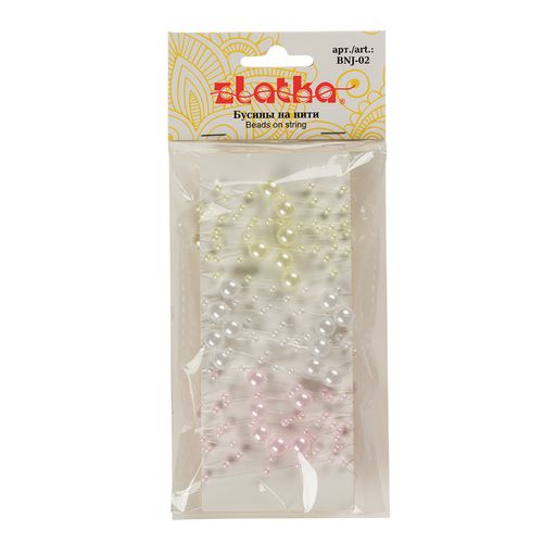Бусина Zlatka на нити пластик BNJ-02 5 х 3 шт 3.9 м 0.05 м №04 ассорти