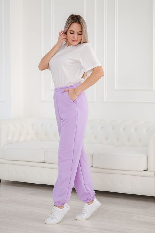 Брюки женские из футера петля Прогулка лила - Амадэль фото 12