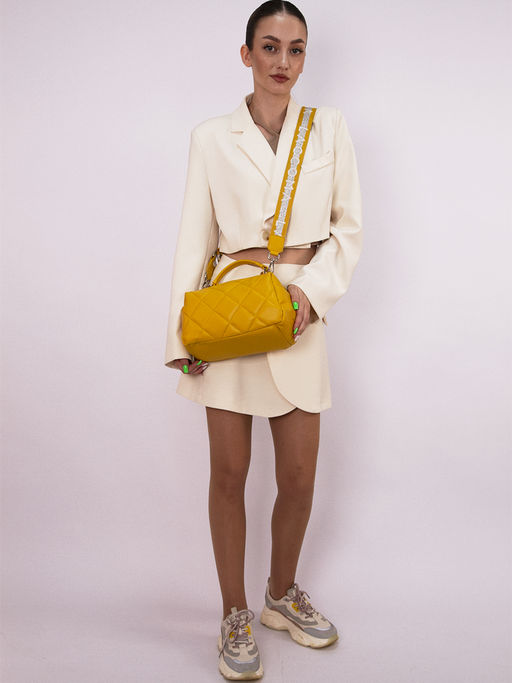 LACCOMA сумка Кристи-Ф826-желтый эко кожа хлопок фото 9