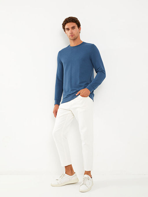 Bisiklet Yaka Uzun Kollu Erkek Sweatshirt