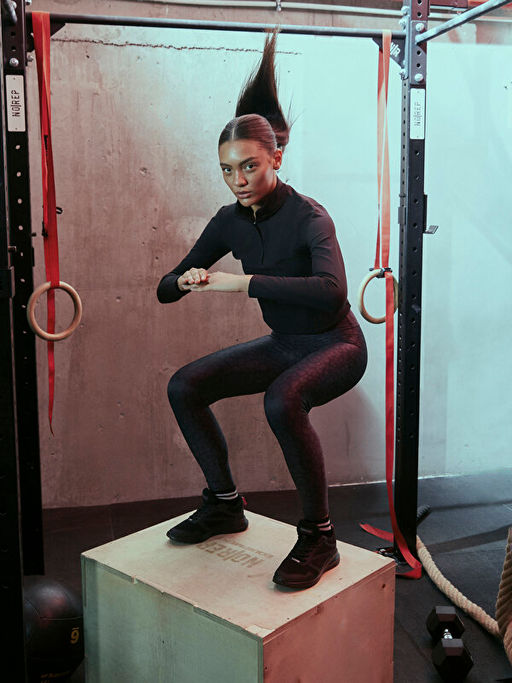 Beli Lastikli Desenli Kad?n Spor Tayt