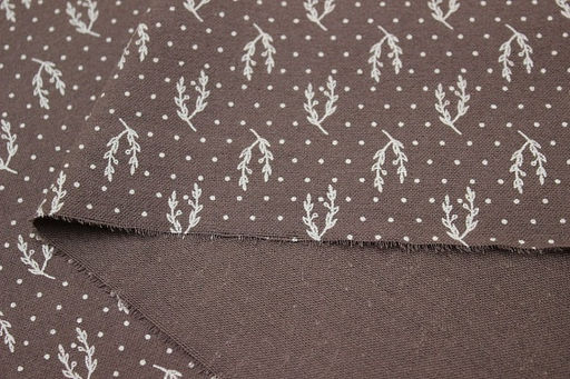 Теплый хлопок Набойка-веточки с горошком цв.шоколадно-коричневый с лиловым оттенком, ш.1.5м - Купава фото 6