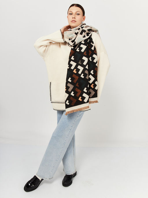 в составе ШЕРСТЬ и КАШЕМИР Большой, мягкий, теплый двусторонний палантин - Tantino фото 3