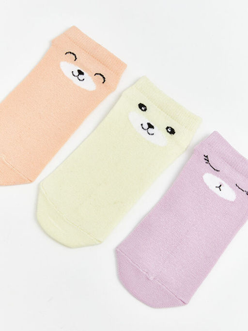 Desenli K?z ?ocuk Patik ?orap 3l?