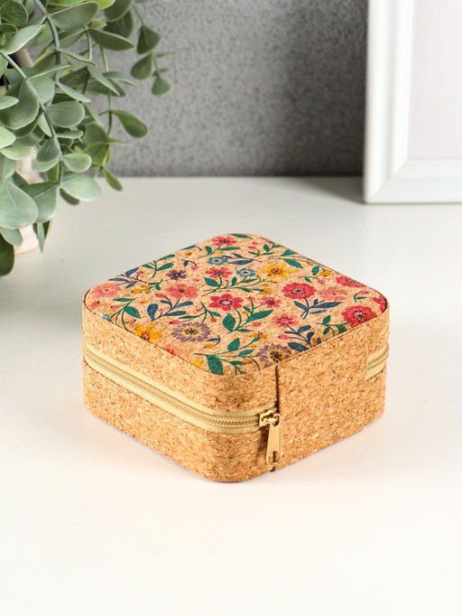 Шкатулка для украшений «Цветочная», пробка, кожзам, 10×10×5 см