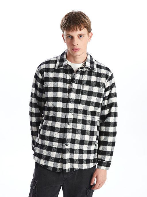 Regular Fit Uzun Kollu Ekose Erkek G?mlek Ceket