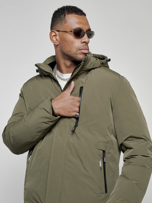Куртка мужская зимняя с капюшоном спортивная великан цвета хаки 8335Kh - Wonderrman фото 11