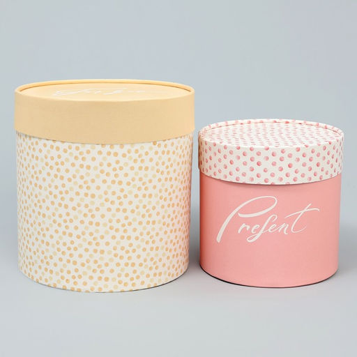 Набор шляпных коробок 2 в 1 Точки, 13 х 13 см, 16 х 16 см - Дарите счастье фото 2