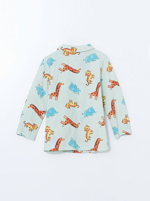 Bask?l? Erkek Bebek Pijama ?st?