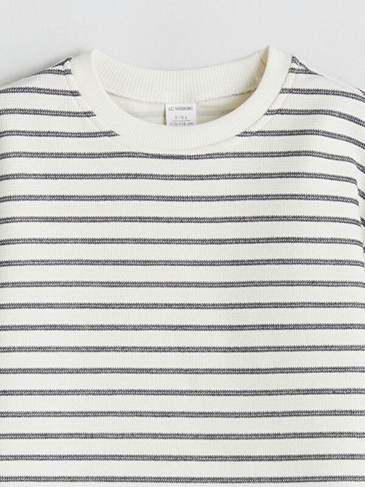 Bisiklet Yaka ?izgili Erkek ?ocuk Sweatshirt