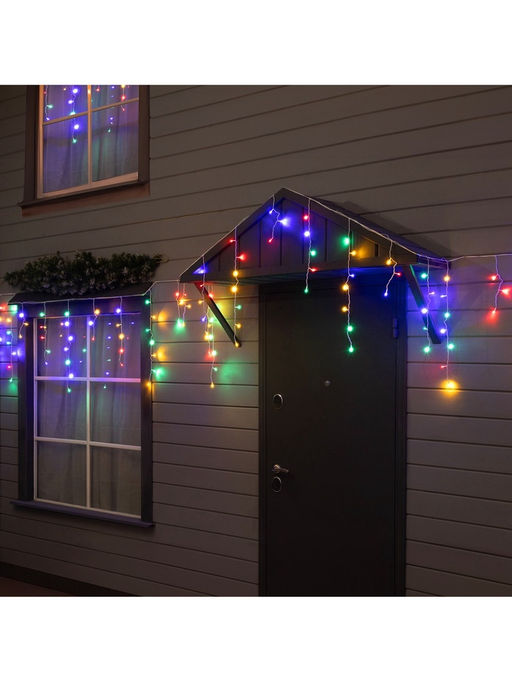 Гирлянда «Бахрома» 25 × 0.7 м, IP44, УМС, белая нить, 450 LED, свечение мульти, 220 В