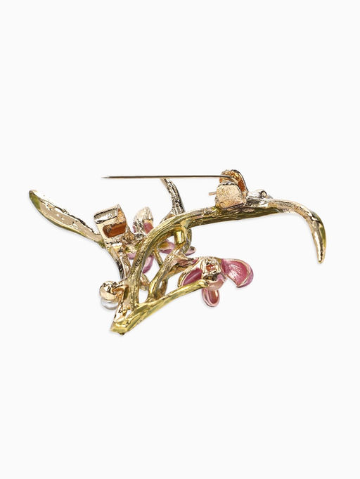 Брошь «Цветы» ирисы, жемчуг, цвет красно-розовый