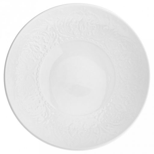 "Русь" Тарелка глубокая фарфоровая д207мм h47мм, 700мл, белый, рельефный декор (Китай)