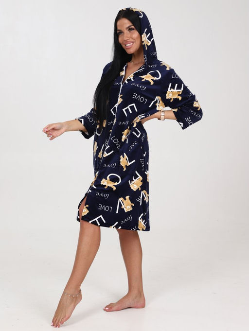 Марина ХАЛАТ ЖЕНСКИЙ (Синий/мишки) - А-дина фото 4