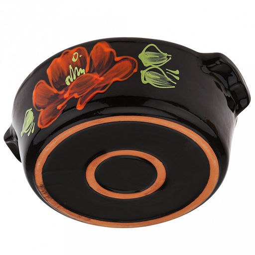 Лоток для запекания керамический "Десерт" 2л, д23,5см, h12,5см, "Мак черный", малый, с ручками, с крышкой (Россия)