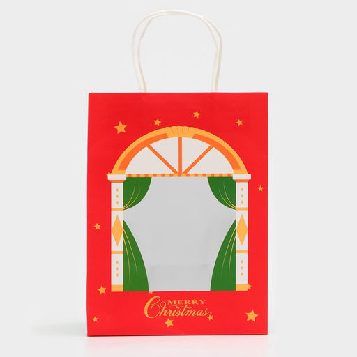 Цена за 12 шт. Пакет подарочный новогодний с окном Театр 19?26?13 см