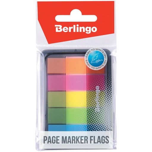 Закладки самоклеящ. BERLINGO (LSz_45101) неон 45*12мм, 5цв.*20л.