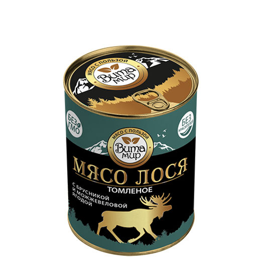 Мясо лося томлёное с брусникой и можжевеловой ягодой ВитаМир 340г  фото 4