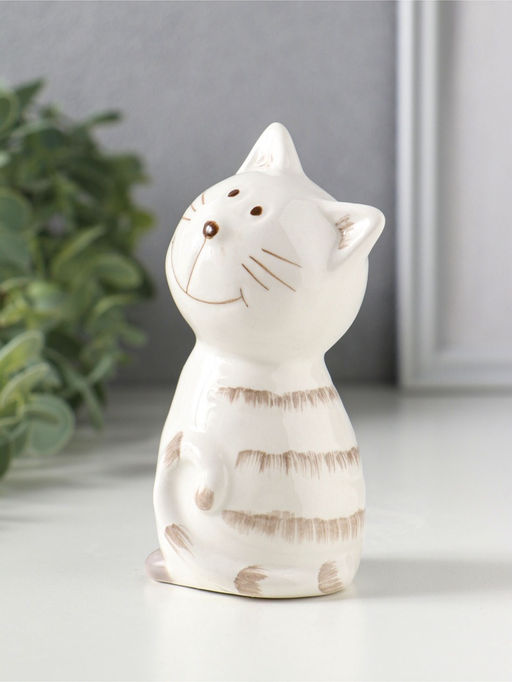Сувенир керамика "Котейка белый полосатый" 6,5х5,3х11,2 см