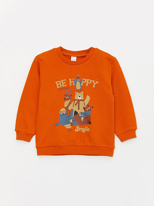 Bisiklet Yaka Uzun Kollu Bask?l? Erkek Bebek Sweatshirt 2li - Waikiki фото 2