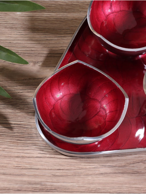 Менажница Бэнкс (набор 3 шт) 7х7х4 см, на подносе, алюминий, цв. красный - Simaland фото 5