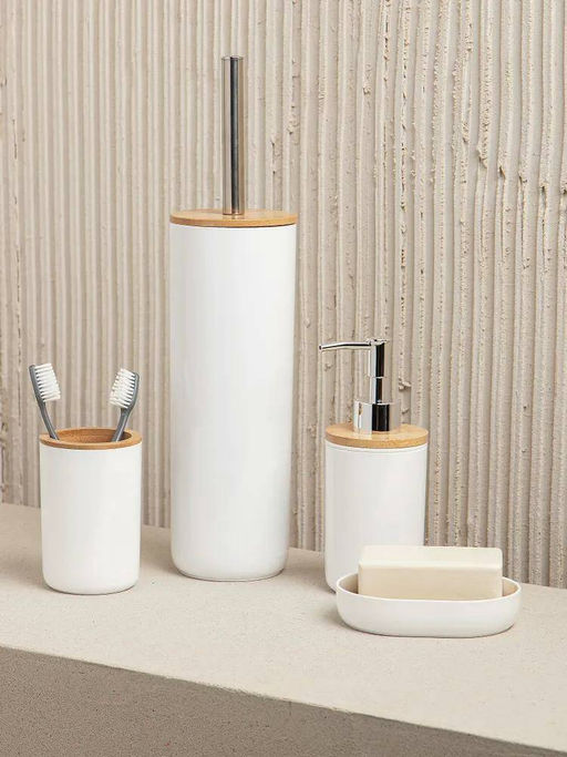 Набор аксессуаров для ванной комнаты Бамбук (белый) М8167 - Альтернатива фото 4