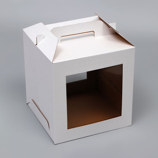 Кондитерская упаковка, с ручками, 2 окна, 28×28×30 см