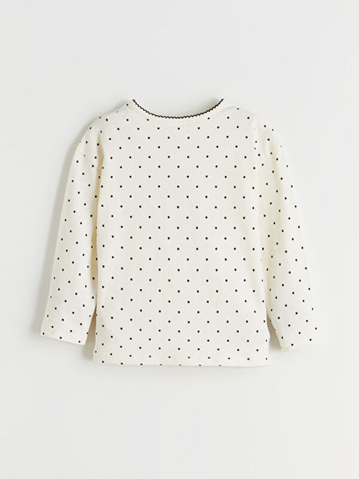 Bisiklet Yaka Kurdele Bask?l? K?z ?ocuk Ti??rt