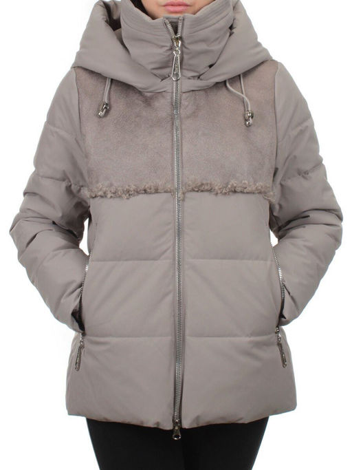 23-696 GRAY/BEIGE Куртка зимняя женская (холлоффайбер 150 гр., искусственная дубленка) - Fashion фото 3