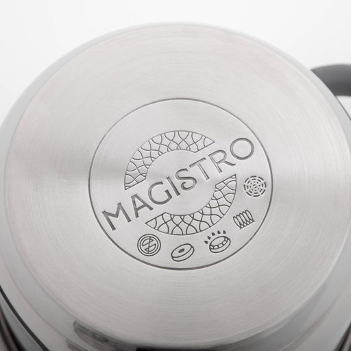 Кастрюля Magistro Tefida, 1.7 л, крышка-дуршлаг, носик для слива, капсульное дно, индукция, нержавеющая сталь