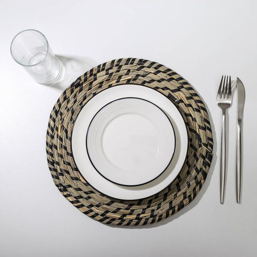 Цена за 5 шт. Салфетка сервировочная на стол Доляна «Солнце», d=30 см, цвет чёрный