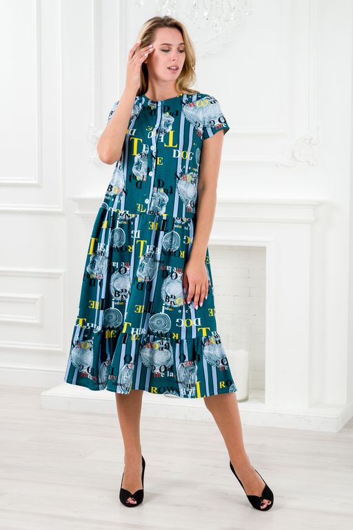 Платье женское из кулирки Кармелита петроль - Амадэль фото 7