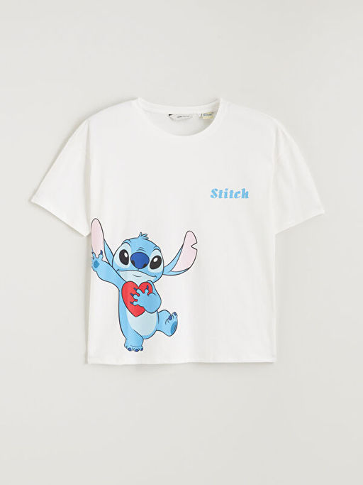 Bisiklet Yaka Stitch Bask?l? Kad?n Pijama ?st?