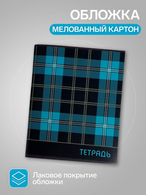 Набор тетрадей, 96 листов в клетку, Calligrata «Шотландка», серые листы, 4 штуки