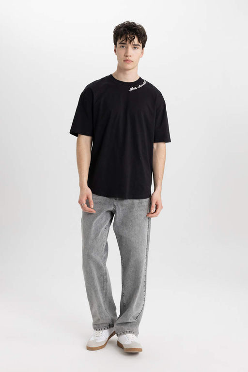 Comfort Regular Fit Rahat Kal?p Bisiklet Yaka Bask?l? K?sa Kollu Tisort - Defacto фото 6