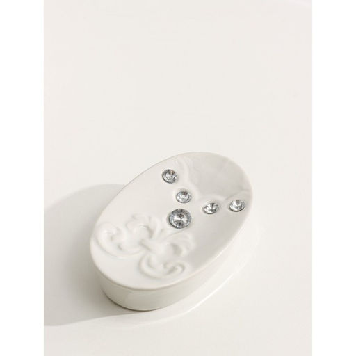 Аксессуары для ванной Доляна Стразы. Капельки, 4 предмета, дозатор 200 мл, мыльница, 2 стакана, белые  фото 7