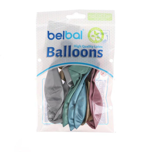 Шары воздушные латексные 14", хром Glossy, набор 12 шт., МИКС