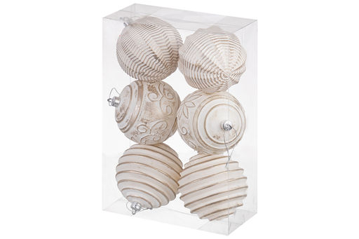 Набор 6 новогодних шаров 9,5*9,5 см Винтаж шампань с эффектом старины - Elan gallery фото 14