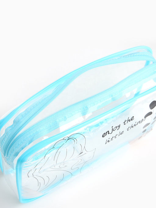 Косметичка на молнии для бассейна, с принтом, прозрачная, голубая