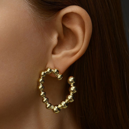 Серьги металл Сердца воссоединение, цвет золото - Qf фото 4